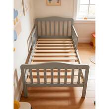 Wooden Baby Toddler Bed Children Bedroom Furniture With Safety Guardrails Gray - Màu Xám nhạt - Xem 2