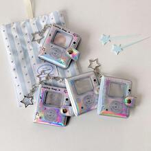 1个2英寸亮面追星相册吊坠 | 闪亮迷你证件卡夹，追星女孩钥匙扣