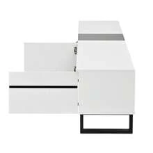 Modern 180cm White TV Unit With Drop-Down Compartment, Open Compartments And Double Door – Minimalist TV Unit That Can Be Used As A Sideboard, TV Unit Or Living Room Unit With Plenty Of Storage. - 白色 - 查看 6