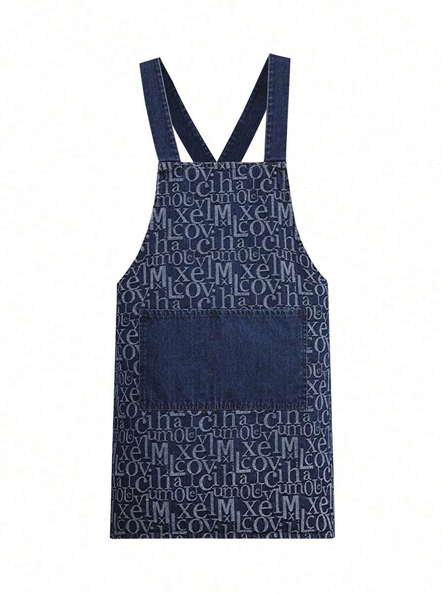 Denim Apron Soft - Unisex Bib Apron With Multifunctional Tool Pocket - Blue - View 1