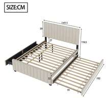 Upholstered Bed With Pull-Out Bed, Velvet Fabric Children's Bed, Youth Bed, Guest Bed, Flat Single Bed For Bedroom And Guest Room Without Mattress - 米色 - 查看 4