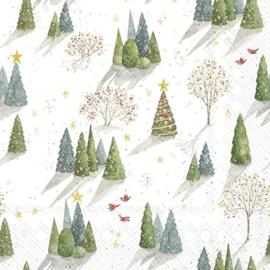 IHR Home Range - Servilletas desechables de papel de 3 capas para el almuerzo, 16,5 x 16,5 cm, árbol decorado, 20 unidades(Decorated Tree 6.5" x 6.5") - Multicolor - Ver 1