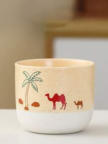 Xícara de cerâmica texturizada com estampa de camelo do deserto, estilo Oriente Médio (1 unidade). Ideal para café da manhã, leite e água. Decorativa e prática, perfeita para cafés sauditas. Feita em cerâmica de alta qualidade, com capacidade de 230ml, ideal para apreciar café turco, chá preto e café árabe. Perfeita para receber convidados, em encontros, cafés ou para uso diário. Representa perfeitamente o estilo de vida e o paladar do Oriente Médio. - Multicolorido - Ver 15