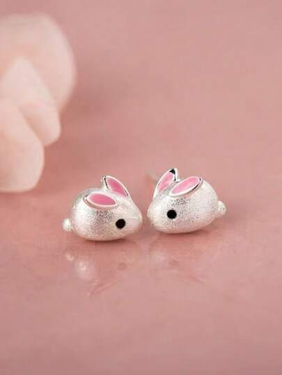 Cute Rabbit Ear Studs, Minimalist & Adorable Mori Style Student Earrings, Petite & Delicate, Suitable For Girls, Everyday Wear And Gifts, All Seasons