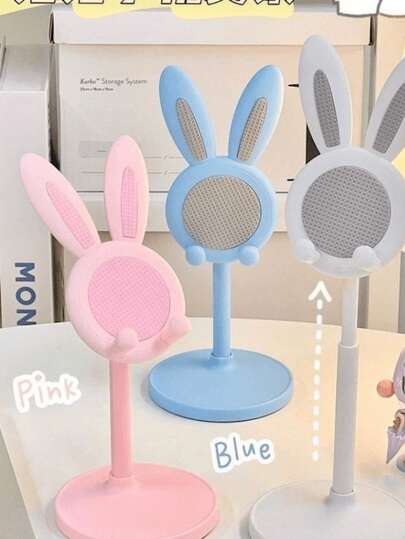 Cute Cartoon Rabbit Adjustable Desktop Phone Holder, Tablet Stand, Extendable Slouchy Bracket For Bedroom, Living Room And More, Convenient Home Accessory