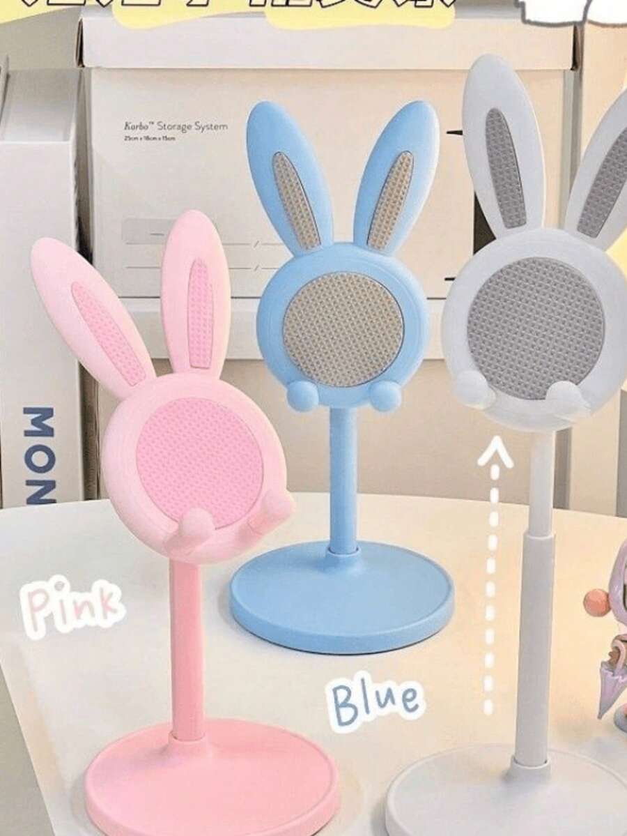 Cute Cartoon Rabbit Adjustable Desktop Phone Holder, Tablet Stand, Extendable Slouchy Bracket For Bedroom, Living Room And More, Convenient Home Accessory