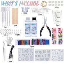SMI Fine 1:1 Kit de démarrage de résine époxy transparente, comprend des outils, des moules en silicone et des accessoires décoratifs, sans jaunissement et sans bulles, idéal pour la fabrication de bijoux DIY, les cadeaux de Nouvel An et d'anniversaire - Multicolore - Voir 2