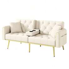 Sofas & Couches - Beige + Velvet + 2 Seat - View 7