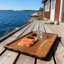 Elegant Walnut Wood Beaded Tray - Rectangular, Perfect For Tea & Snacks, Ideal For Home, Office, And Dining Decor