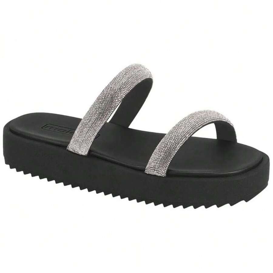 Chinelo Moleca Feminino Slide Tiras Strass Brilho Conforto Original