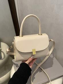 Bolsa de ombro pequena retrô feminina, nova bolsa transversal quadrada minimalista e elegante. - Branco - Ver 8