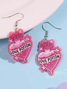 1 Cặp bông tai acrylic đính sequin và ngọc trai "Love Potion" thời trang, sáng tạo dành cho nữ, thích hợp đeo hàng ngày, ngày lễ, tiệc tùng - Xem 3