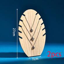 1 pieza Soporte de exhibición de joyas de madera para organizar collares, pulseras y colgantes, ventana de exposición de adorno - Amarillo - Ver 11