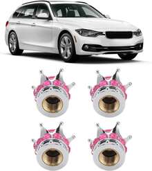 Hapivida Tapones de Válvula de Neumático, 4 Piezas Válvulas de Neumático de Rueda de Coche con Forma de Crown Tapas de Vástago de Válvula de Neumático de Automóvil para Camiones Bicicleta (Rosa Roja) - Blanco - Ver 8