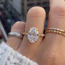 1PC Elegant  Women's Fashion Zirconia Ring Wedding Band Engagement Party Birthday Anniversary Christmas Gifts For Women Girlfriend Fine Jewelry - 金色 - 查看 3