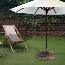 9KG Cast Iron Effect Garden Parasol Base - With Floral Rose Design - Cast Iron Effect - View 6