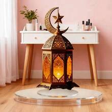 Đèn lồng trang trí hình ngôi sao và mặt trăng bằng acrylic chạm khắc cổ điển, tạo không gian trang trí bàn ấm cúng. - Nhiều màu - Xem 5