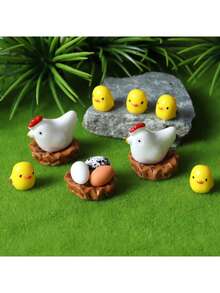 7pcs The Little Chicken Family Micro Landscape Decorative Ornaments, Miniature Fairy Garden Landscape Hide And Seek Prank , DIY Cream Glue Phone Case Keychain, Creative Hair Clip Jewelry Accessories,Car Mounted Small OrnamentMicro Landscape Decorative Ornaments, Miniature Fairy Garden Landscape Hide And Seek Prank, DIY Cream Glue Phone Case Keychain, Creative Hair Clip Jewelry Accessories,Car Mounted Small Ornament - Multicolor - View 2