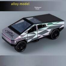 1:36 Cyberpunk Style Pickup Truck Model, Futuristic Realistic Toy Car, Collectible Alloy Model, Creative Decor For Boys, Desktop Ornament, Movable Car Model (With Mountain Bike), Birthday/Christmas/Easter/New Year Gift