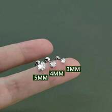 3 pares de pendientes de aro con circonita cúbica de moda, pendientes de cartílago en espiral con cierre de rosca para mujeres - 3+4+5 mm (juego de 6 piezas) - Ver 2