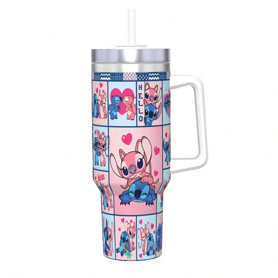 Lilo Stitchs Insulated Tumbler With Straws Lid Cartoon Vacuum Thermal Mug Double Wall Hot Cold Drinks Cup, 40oz - 22 + ONE SIZE - View 1