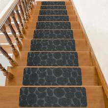 1/7/15pcs Anti-Slip Stair Treads, Self-Adhesive, Suitable For Indoor Wooden Stairs, Comfortable Noise Reduction, Suitable For Children, Elderly And Pets, Home Decor Stair Mats, Warm And Anti-Slip In Winter, Washable And Reusable, Size: 20*76 Cm / 7.9*29.9 In - 55*19 Cm / 21.65*7.5 In - Multicolor - View 4