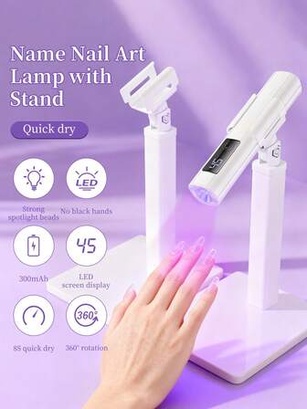 XEIJAYI 1 pieza Lámpara UV LED blanca recargable mini con soporte para secado rápido de uñas de gel, máquina de manicura, luz de secado de esmalte de uñas de gel UV LED, herramientas de manicura, equipo de salón recargable