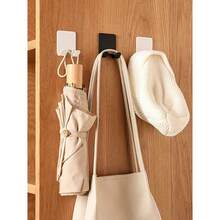 2pcs Plastic Manual Razor Hooks, Self-Adhesive No-Drill Strong Fixing Razor Holder, Clothes And Umbrella Organization Rack, Dorm Room Essential For Small Spaces, Slim Wall Mounted Storage Solution, Quick-Install Organizer For Back To School Season, Tidy Entryway And Bath - Universal Fit - Multicolor - View 9