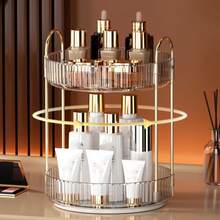 1pc 360 Degree Rotating 2/3 Tier Vanity Makeup Organizer, Large Capacity Skincare & Cosmetics Storage Box, Perfume Holder, Makeup Table Desktop Organizer - Multicolor - View 4