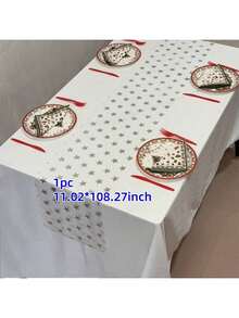 1/2pcs Red Star Foil Table Runner, 11.02*108.27 Inches, Suitable For Holiday Parties, Family Gatherings, Holiday Decorations, Weddings, Banquets, Indoor And Outdoor Dining Table Centerpiece - Multicolor - View 7