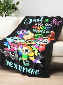 Dandy'S World Girls | Girl Who Loves Dandy'S World Custom Blanket -  Personalized Name/Text, Funny Birthday Gifts,All-Season Cozy,Perfect For Living Room, Office, Sofa Decor & Travel - Durable Polyester, Ideal Gift For Home & Outdoor Use, Blanket For Couch - màu đen - Xem 6
