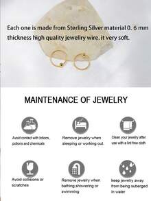 1pc Twisted Nose Ring, 925 Sterling Silver Nose Stud, Cartilage Earring, Body Jewelry, 22G, 8MM - Gold - View 7