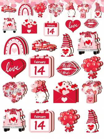 36/24/12 Peças Conjunto de Pingentes Decorativos de Madeira, Decoração em Formato de Árvore e Coração "Feliz Dia dos Namorados" com Cordas, Adequado para Decoração de Casa, Quarto, Escrivaninha, Presente para Amigos, Decoração de Festa do Dia dos Namorados para Casais, Presente do Dia dos Namorados, Festa do Dia dos Namorados, Suprimentos do Dia dos Namorados, Pingente do Dia dos Namorados, Decoração do Dia dos Namorados