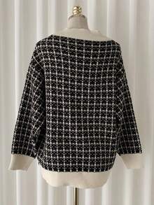 Chaqueta de mujer con abertura frontal Suéter de punto de estilo occidental suelto, chaqueta nueva de otoño e invierno, escote en V, cárdigan de moda versátil para mujer - Blanco - Ver 6