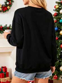 Women Plus Size Sports Sweatshirts - Black - View 2