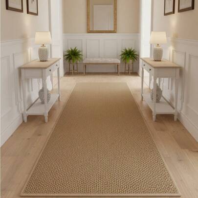 1pc Washable Brown Faux Jute Hallway Carpet, Made Of High-Quality Faux Jute Material, Top Absorbent, Suitable For Doormats, Hallway Carpets, Best Seller, Ideal For Living Room, Porch, Study, Dining Room Decor, Machine Washable, New Design, Multiple Sizes Available, Great For Housewarming Gifts