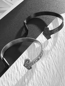 1pc Stainless Steel Gothic Skull Bracelet Unisex Jewelry Punk Hip Hop Fashion Accessories Gift - Double Skull Silver Bracelet - View 5