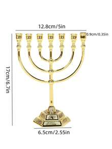 Đèn Menorah bằng kim loại mạ vàng sang trọng - Chân nến truyền thống 7 nhánh với ngôi sao David, hoàn hảo cho các lễ kỷ niệm và Lễ Tạ ơn, trang trí bàn ăn, vật trang trí nến. - Nhiều màu - Xem 11