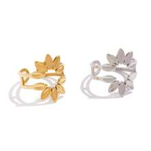 Frminee 2枚/1枚复古18K镀金不锈钢向日葵戒指，可调节开口设计，女士珠宝配饰，适合日常佩戴、派对和节日礼物 - 彩色 - 查看 6