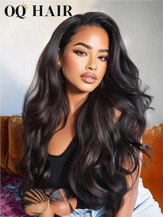 OQ Peluca de encaje frontal de 200% de densidad, de 18 a 28 pulgadas, de onda corporal, sin pegamento, con encaje HD precortado de 6x4 y línea de nacimiento natural predesplumada, de color natural mejorado, para uso diario, , vacaciones y viajes para mujeres, accesorios de cabello, pelucas de cabello humano 100% real