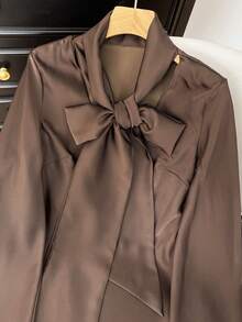 GMFP 女士夏季休闲优雅时尚纯色丝滑通勤旅行度假棕色派对连衣裙，适合音乐节/婚礼季春季穿着 - 棕色 - 查看 6