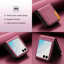 Ốp lưng kiêm ví da giả chống RFID tương thích với Samsung Galaxy Z 7FE 6 5 4 3 5G A, có ngăn đựng thẻ và chân đế, kiểu dáng gập mở, dùng để đựng điện thoại. - Đỏ - Xem 5