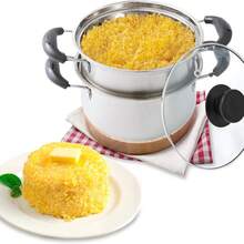 1 件 304 不锈钢双耳汤锅带玻璃盖和蒸锅，家用厨房炊具海鲜煮