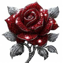 1片/2片/3片装钻石玫瑰花热转印贴片，耐用持久的熨烫贴纸，适用于DIY T恤、连帽衫、牛仔裤、卫衣、背包、夹克、手提包、枕头等。 - 彩色 - 查看 2