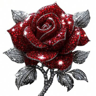 1 st/2 st/3 st diamantrosblomma värmeöverföringslappar, slitstarka och långvariga strykklistermärken för gör-det-själv-t-shirts, hoodies, jeans, tröjor, ryggsäckar, jackor, handväskor, kuddar