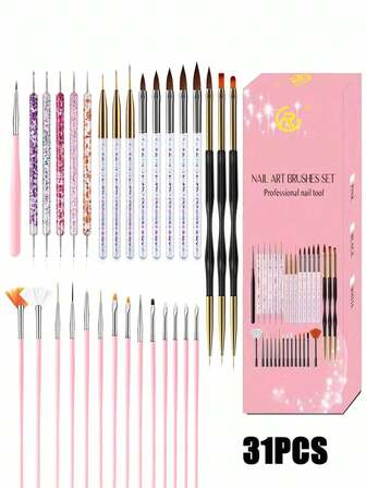 31 piezas Bolígrafos de arte de uñas, Set de 3 piezas Pinceles de rayado de uñas con barril de bolígrafo de acrílico transparente con brillo, Pincel de línea de arte de uñas, Pincel de pintura de uñas; 3 piezas Pinceles de línea de arte de uñas con mango negro, Pincel de rayado, Bolígrafo de arte de uñas de doble extremo; 15 piezas Bolígrafo de pintura de gel de arte de uñas, Pincel de rayado, Set de bolígrafo de taladro de uñas eléctrico; 5 piezas Bolígrafo de punteado de doble extremo, Bolígrafo de estampado, Bolígrafo de flor de punteado de acrílico