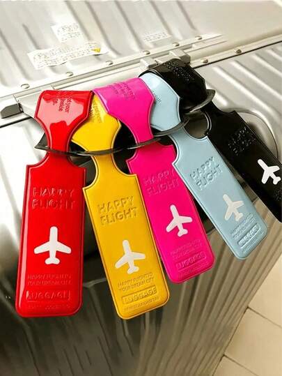 1个创意飞机图案行李牌，旅行配件，PU皮革行李牌，旅行箱牌，身份地址标签，登机牌，旅行携带识别标签，旅行必备品，旅行收纳包，适合海滩、夏季度假、返校旅行，学校用品，学习用品