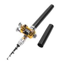 Canna da pesca tascabile portatile a forma di penna - Canna da pesca compatta con mulinello per uso esterno - nero - Visualizzare 12