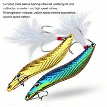 2.6 Inch/15g S-Shape Leech Fishing Lure - Long Distance Cast Metal Sequin Curly Tail Bass Spoon Lure With Blood Groove Hook - High Quality Fishing Lure For Anglers