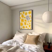 1pc Unframed Canvas Hand-Drawn Style Yellow Flower Motivational Slogan Decor – Fits Cozy Bedroom/Study Wall Decor (All Seasons); Ideal For Cozy Decor Lovers, Motivational Slogan Decor Enthusiasts - Multicolor - View 4